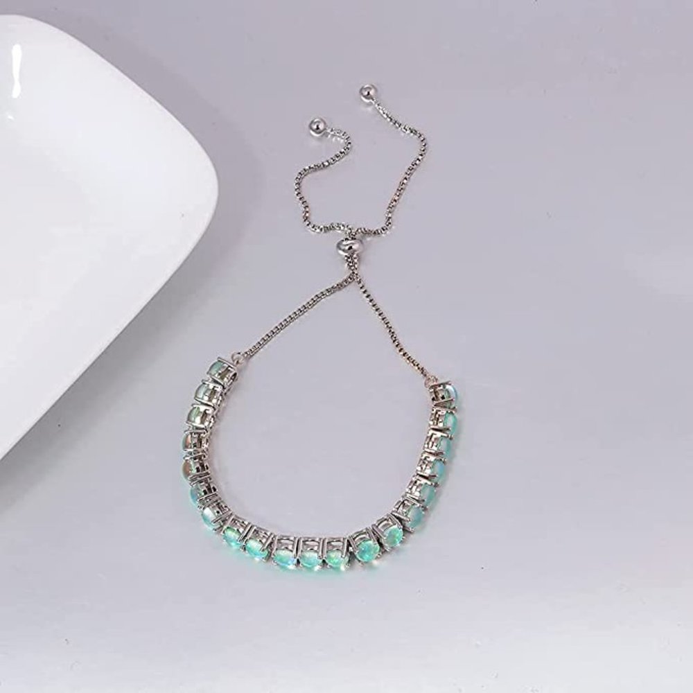 18k Gold Plated Green Opal Bolo Bracelet - Picture 2 of 3